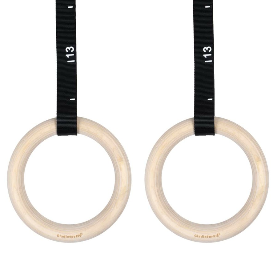 New Gladiator Gymnastics Rings Wooden Crosstraining O 32Mm + Adjustable Straps